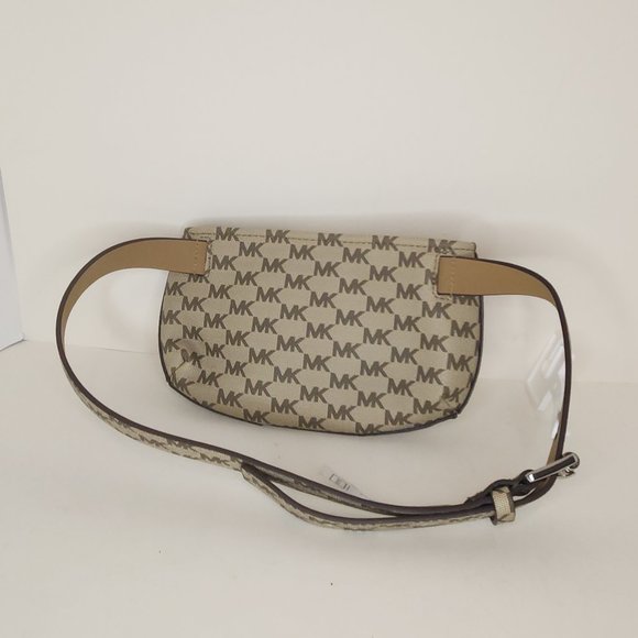 MICHAEL KORS Waist Belt Bag Fanny Pack Beige/White Signature Logo Size: S/M New - Picture 4 of 8